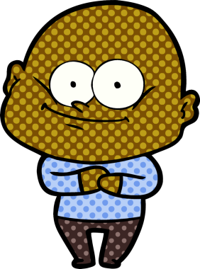 Bir insan tarafından çizilmiş kel bir adam.