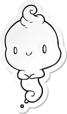 Bir insan tarafından çizilmiş bir hayaletin çıkartması.