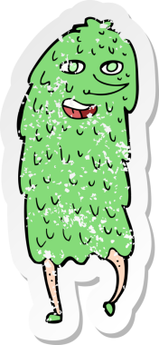 Bir insan tarafından çizilmiş karikatür canavarının geriletilmiş çıkartması.