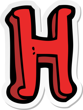 Bir insan tarafından çizilmiş H harfinin çıkartması.