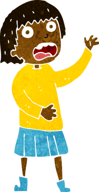 Çizgi film bir insan tarafından çizilmiş stresli bir kadın.