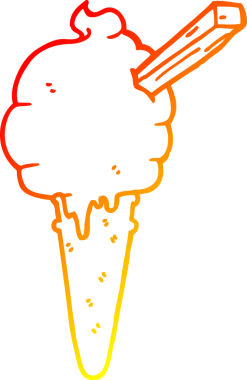 Bir insan tarafından çizilmiş çizgi film dondurmasının sıcak çizgi çizimi