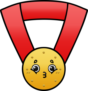 Bir insan tarafından çizilmiş altın madalyanın gölgelenmiş karikatürü.