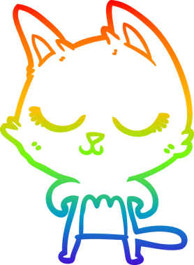 Gökkuşağı gradyan çizgisi bir insan tarafından çizilmiş sakin bir çizgi kedi çizimi