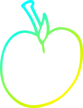 Bir insan tarafından çizilmiş elma karikatürünün soğuk gradyan çizgisi.