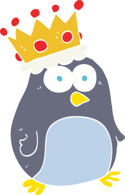 Bir insan tarafından çizilen imparator penguenin düz renk çizimi