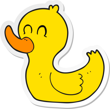 Bir insan tarafından çizilmiş şirin bir ördeğin çıkartması.