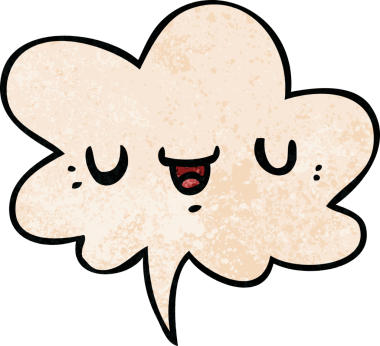 Bir insan tarafından çizilmiş eski tarz konuşma baloncuklu mutlu çizgi film yüzü