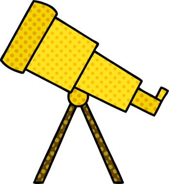 Bir insan tarafından çizilmiş bir teleskop çizgi filmi.