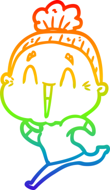 Gökkuşağı gradyan çizgi çizimi Bir insan tarafından çizilmiş mutlu yaşlı kadın