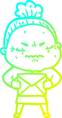 Bir çizgi film çizimi, bir insan tarafından çizilmiş yaşlı bir kadını rahatsız ediyordu.