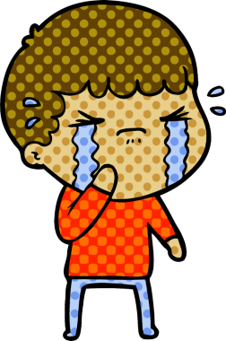 Bir insan tarafından çizilmiş ağlayan çizgi film adamı.