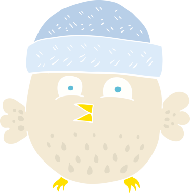 Bir insan tarafından çizilmiş baykuşun düz renk çizimi