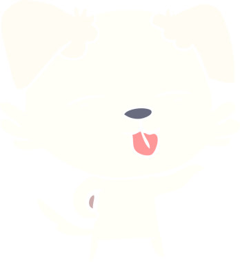 Bir insan tarafından çizilmiş düz renkli çizgi film köpeği.