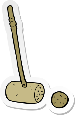 Bir insan tarafından çizilmiş kriket sopası ve topun çıkartması.