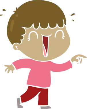 Bir insan tarafından çizilmiş düz renkli karikatür adam.