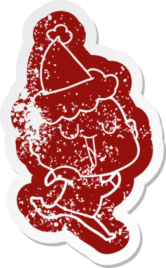 Mutlu çizgi film, insan tarafından çizilmiş Noel Baba şapkası takan kel bir adamın sıkıntılı çıkartması.