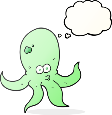 Bir insan tarafından çizilmiş serbest çizim baloncuk ahtapot.