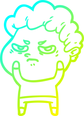 Bir insan tarafından çizilmiş kızgın bir adamın soğuk çizgi çizimi.