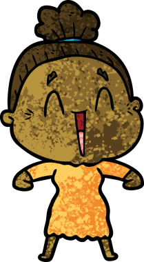 Bir insan tarafından çizilmiş mutlu yaşlı kadın çizgi filmi.