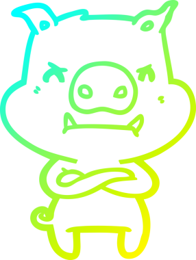 Bir insan tarafından çizilmiş kızgın çizgi film domuzu çizimi.