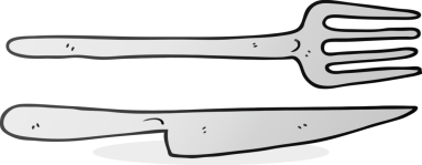 Bir insan tarafından çizilmiş çatal ve bıçak.