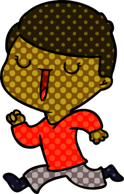 Bir insan tarafından çizilmiş mutlu çocuk çizgi filmi.