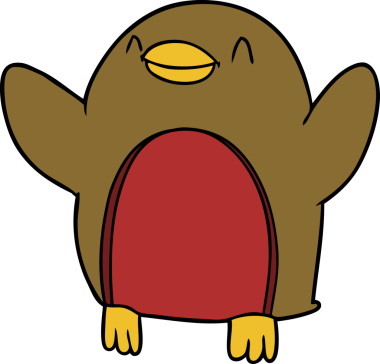 Bir insan tarafından çizilmiş robin çizgi filmi.