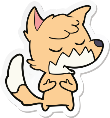 Bir insan tarafından çizilmiş dost canlısı bir tilkinin çıkartması.