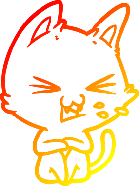 Bir insan tarafından çizilmiş çizgi film kedisinin sıcak çizgi çizimi