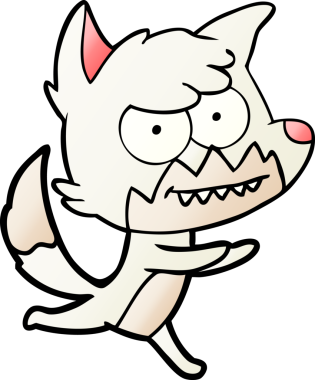 Bir insan tarafından çizilmiş sırıtan tilki çizgi filmi.