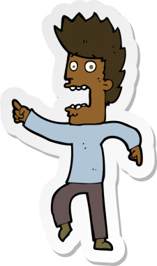 Bir insan tarafından çizilmiş bir karikatürün çıkartması.