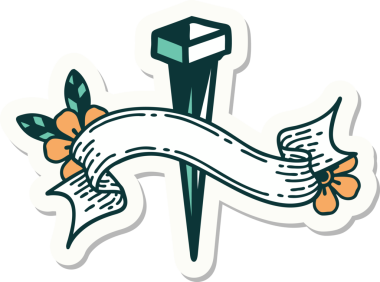 Bir insan tarafından çizilmiş demir çivi amblemli dövme stili.