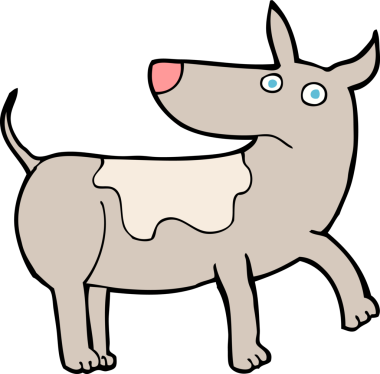 Bir insan tarafından çizilmiş komik bir çizgi film köpeği.