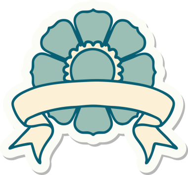 Bir insan tarafından çizilmiş çiçek pankartıyla dövme stili