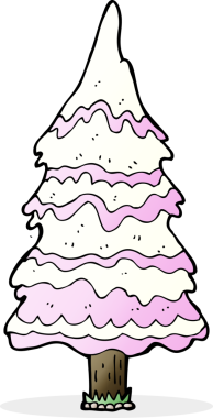 Bir insan tarafından çizilmiş pembe karlı ağaç.