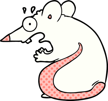 Bir insan tarafından çizilmiş korkmuş fare çizgi filmi.