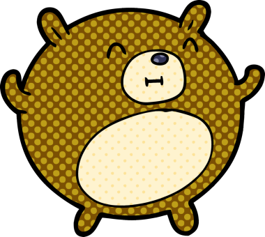 Bir insan tarafından çizilmiş çizgi film ayısı.