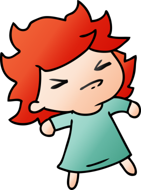 Bir insan tarafından çizilmiş sevimli bir kawai kızının gradyan çizimi.