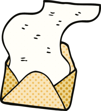 bir insan tarafından çizilmiş çizgi roman tarzı uzun bir mektup