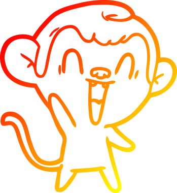 Bir insan tarafından çizilmiş gülen maymun çizgi çizimi.