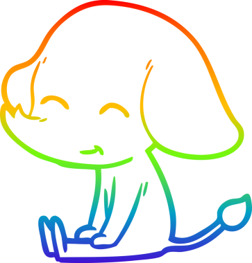 Gökkuşağı gradyan çizgisi. Bir insan tarafından çizilmiş şirin bir fil çizimi.