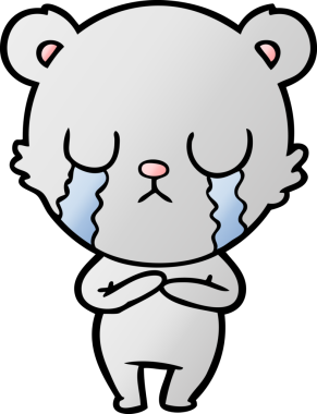 Bir insan tarafından çizilmiş ağlayan ayı karikatürü.