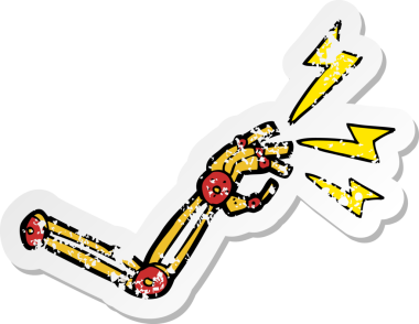 Bir insan tarafından çizilmiş robot kolun gerilimli çıkartması.