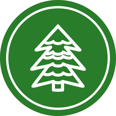 Bir insan tarafından çizilmiş karlı ağaç dairesel simgesi