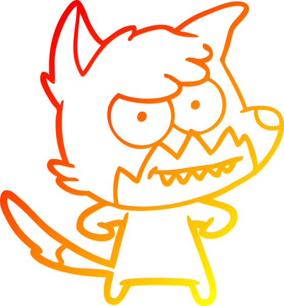 Bir insan tarafından çizilmiş sırıtan bir tilkinin sıcak çizgi çizimi