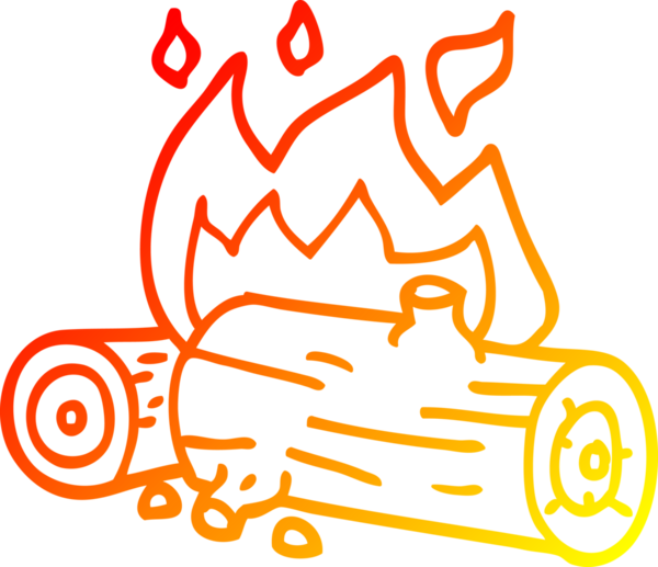 Bir insan tarafından çizilen yanan odunların sıcak çizgi çizimi