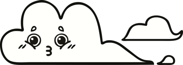 Bir insan tarafından çizilmiş bulutların sevimli karikatürü.