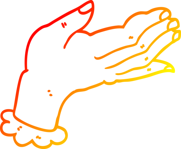 Bir insan tarafından çizilmiş bir çizgi elin sıcak gradyan çizimi