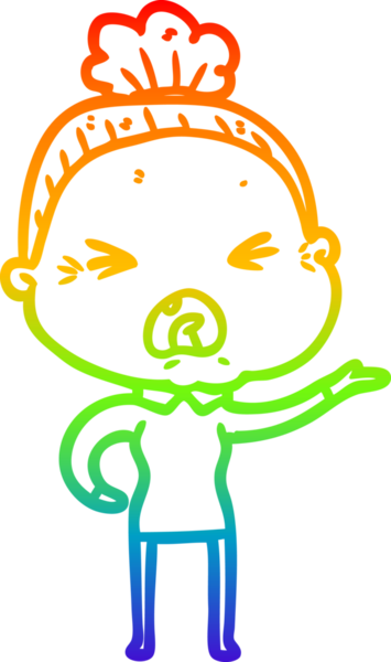 Bir insan tarafından çizilmiş kızgın yaşlı bir kadının çizimi.